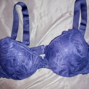 Skin Blue Floral Embossed Bra